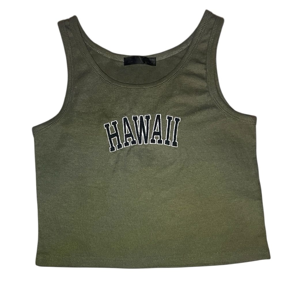 Brandy Melville Green Crop Tank Top with Scoop Neckline